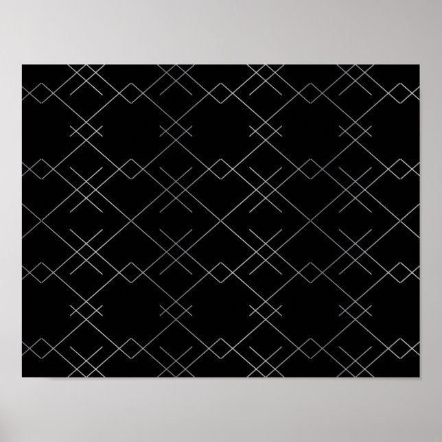 Póster Negro-plateado, fresco, elegante, simple patrón mo (Frente)