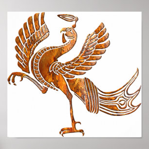 Póster Negro rojo del moho del pájaro