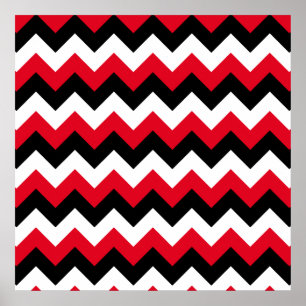 Póster Negro Rojo y Zigzag Blanco