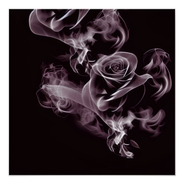 Póster Negro - rosa blanco - abstracto. (Anverso)