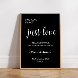 Póster Negro Sin Adornos Solo Amor Bienvenida Boda