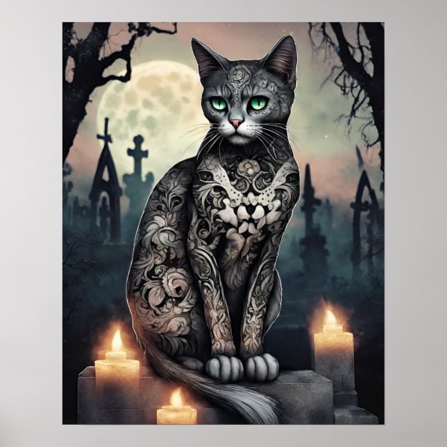 Póster Negro "Sombra", el día del Poster del gato muerto (Frente)