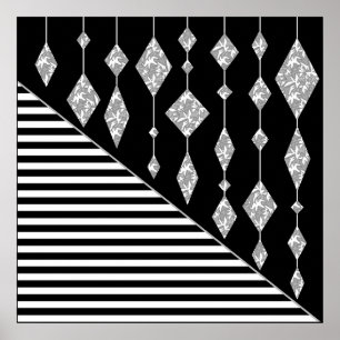 Póster Negro y blanco, abstracto, geométrico, simple, esc