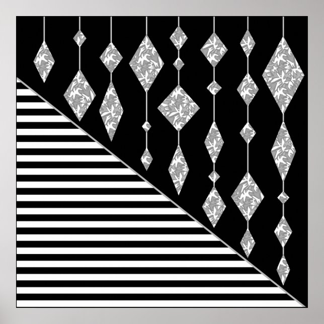 Póster Negro y blanco, abstracto, geométrico, simple, esc (Frente)