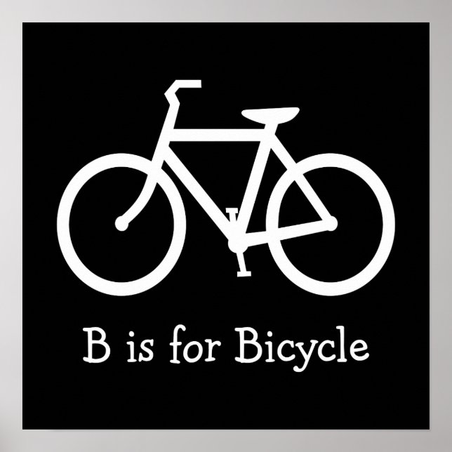 Póster Negro y Blanco B es para Bicicleta (Frente)