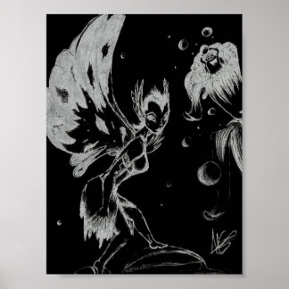 Póster Negro y blanco de hadas