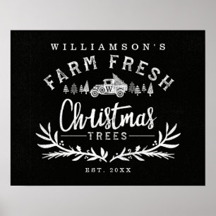 Póster Negro y blanco de la entrega del árbol de navidad
