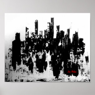 Póster Negro y blanco del horizonte