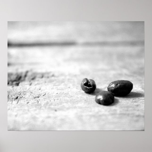 Póster Negro y blanco Tres frijoles de café entero oscuro (Frente)