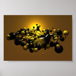 Póster Negro y bolas de la meta del oro