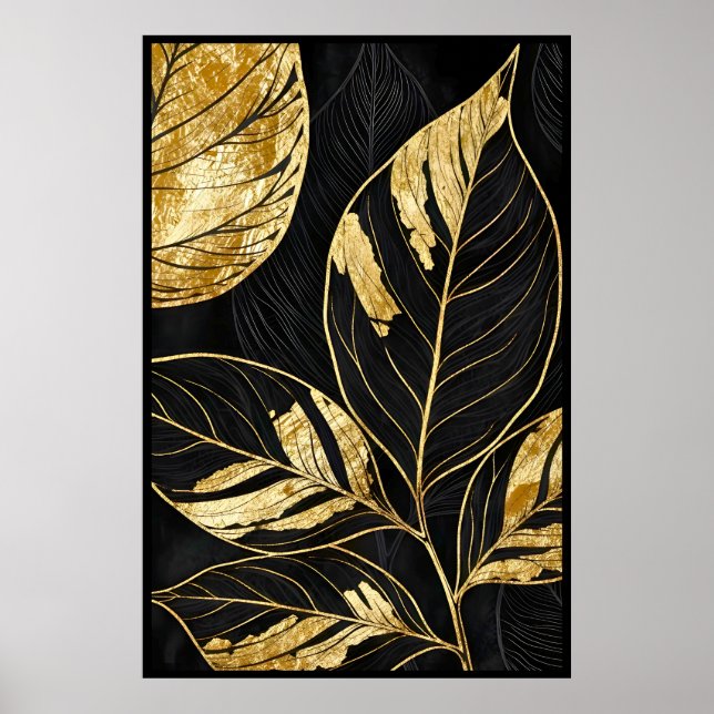 Póster Negro y hoja de oro sin tiempo (Frente)