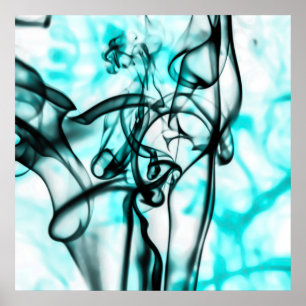 Póster Negro y modelo abstracto verde azulado del humo de