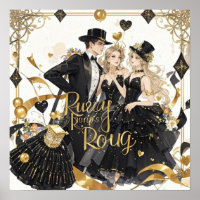 Negro y oro, rico lujo, estilo Moulin rouge