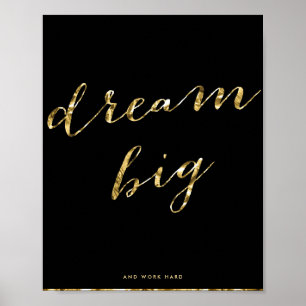 Póster Negro y Relieve metalizado dorado Sueño Gran Matte