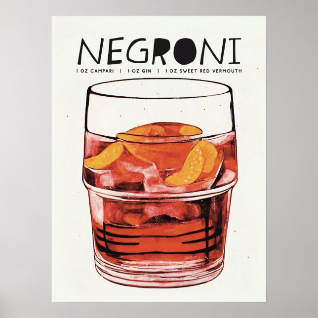 Póster Negroni Retro Art Big Glass Coctel (Frente)