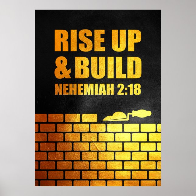 Póster Nehemiah 2:18 Biblia Verse (Frente)