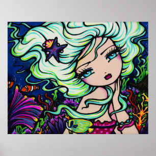 Póster Nelli Mermaid Fantasy Art Tropical