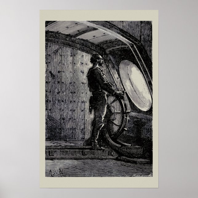 Póster Nemo, capitán de Julio Verne, dirige el Nautilus (Frente)