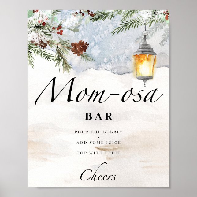 Póster Nene evergreen hace frío fuera del bar Mom-osa (Frente)