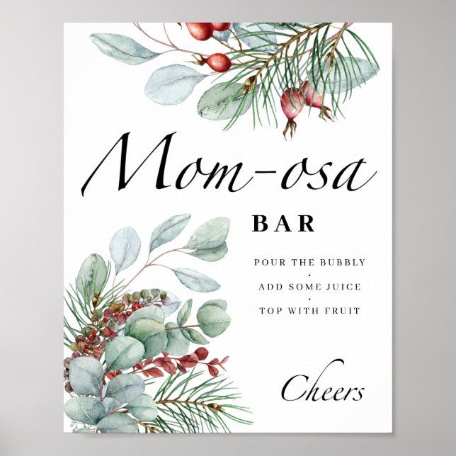Póster Nene evergreen hace frío fuera del bar Mom-osa (Frente)