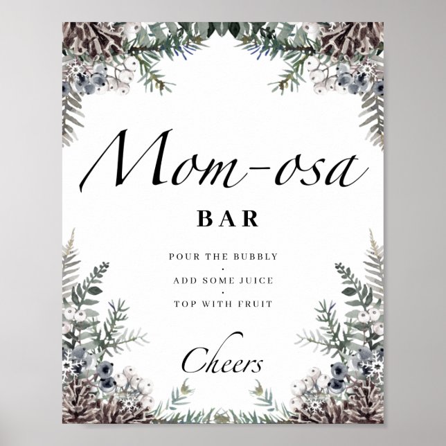 Póster Nene evergreen hace frío fuera del bar Mom-osa (Frente)