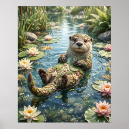 Póster Nenúfar Nutria Río Alegría