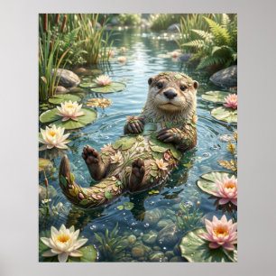 Póster Nenúfar Nutria Río Alegría