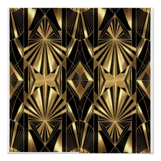 Póster Neo Art Deco Black Gold Geometric Gatsby  (Anverso)