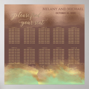 Póster Neo menta canela rosa oro Relieve metalizado acuar