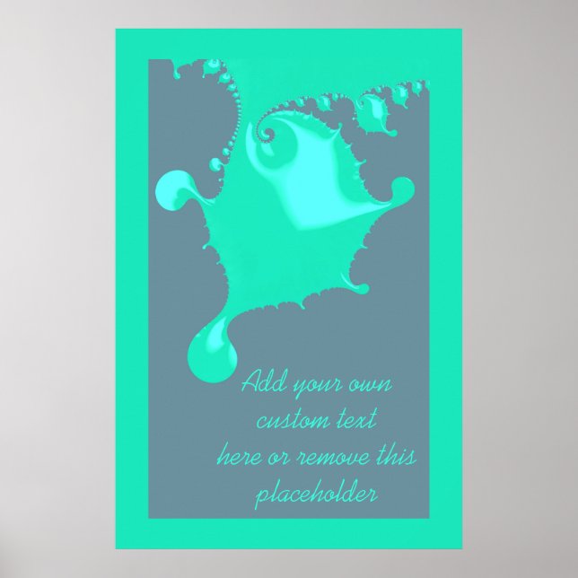 Póster Neo Mint Fractal Wet Paint Drip con cita (Frente)