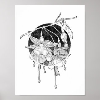 Póster Neo Poster de flores de la fucsia botánica