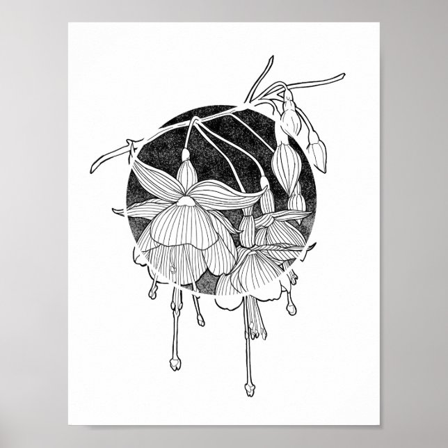 Póster Neo Poster de flores de la fucsia botánica (Frente)