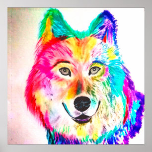 Póster Neon abstract wolf