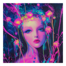 Póster Neon Alien Goddess