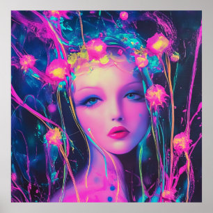 Póster Neon Alien Goddess