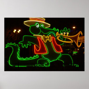 Póster Neon Alligator