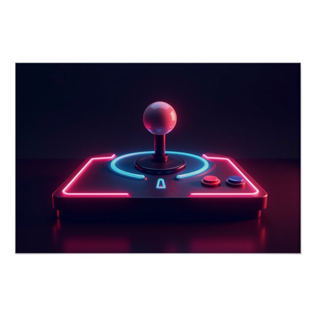 Póster Neon Arcade Joystick (Anverso)