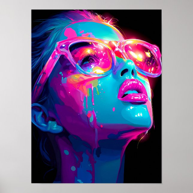 Póster Neon Aura Poster | Bold Baddie Pop Art Print (Frente)