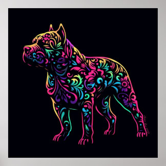 Póster Neon Blacklight American Bully Art Poster