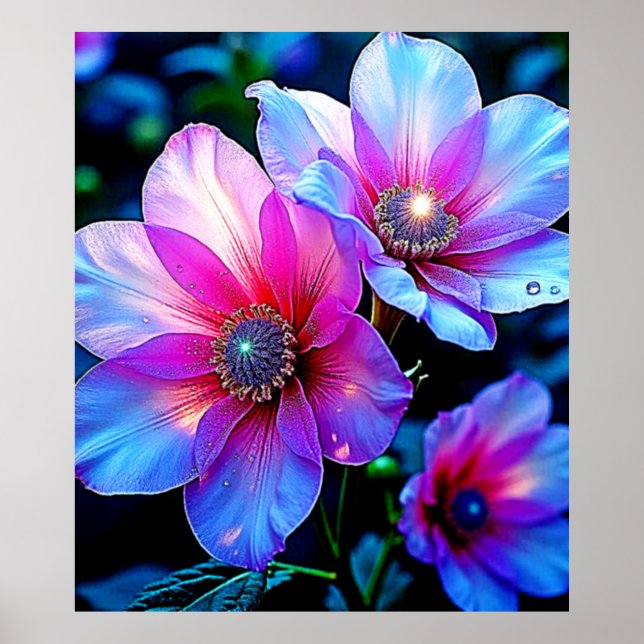 Póster Neon Bloom Flower Magic Glow Design (Frente)