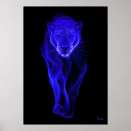 Póster Neon Blue Panther Futuristic Filament Wall Art
