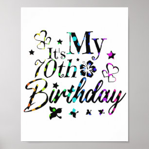 Póster neon bokeh texturizado es mi cumpleaños 70