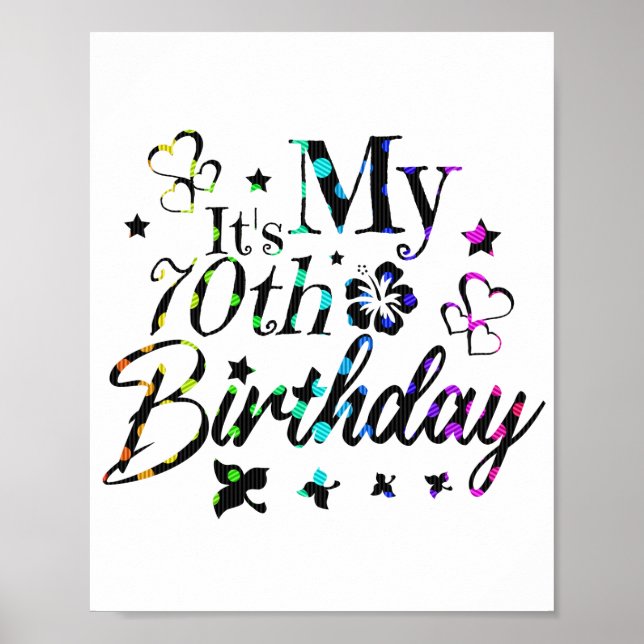 Póster neon bokeh texturizado es mi cumpleaños 70 (Frente)
