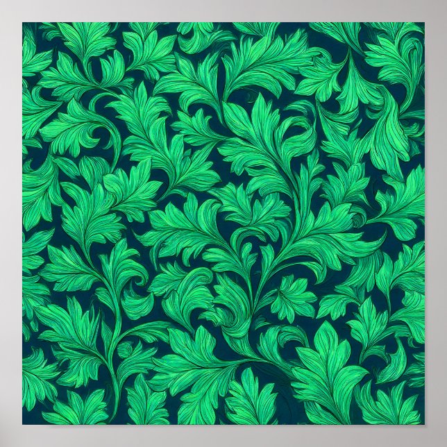 Póster Neon Botanical Texture: Seamless Luminous Ivy (Frente)