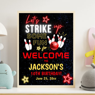 Póster Neon Bowling party for Kids