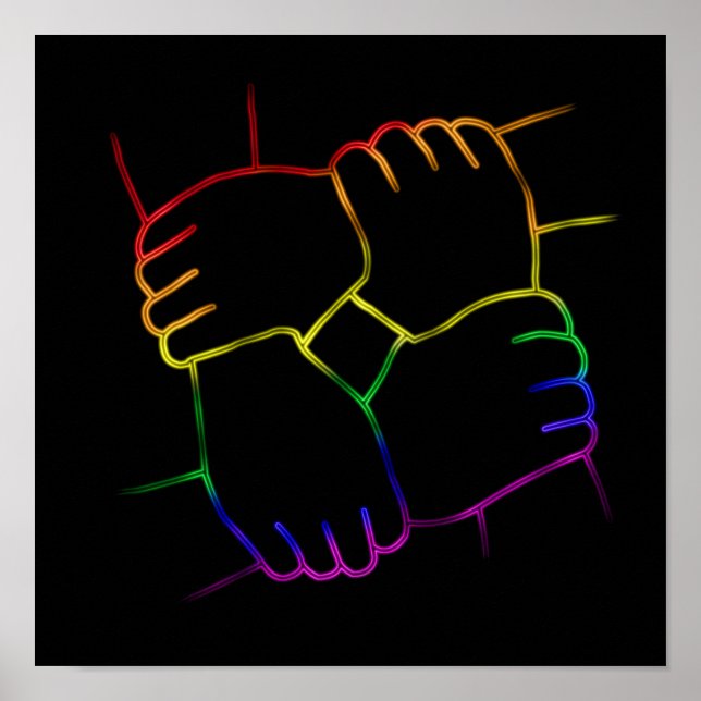 Póster Neon Bright LGBTQ Colorful Pride Line Art (Frente)