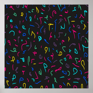 Póster Neon Bright Marks on Black