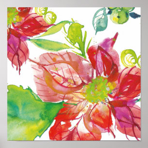 Póster Neón brillante bonito del Poinsettia el