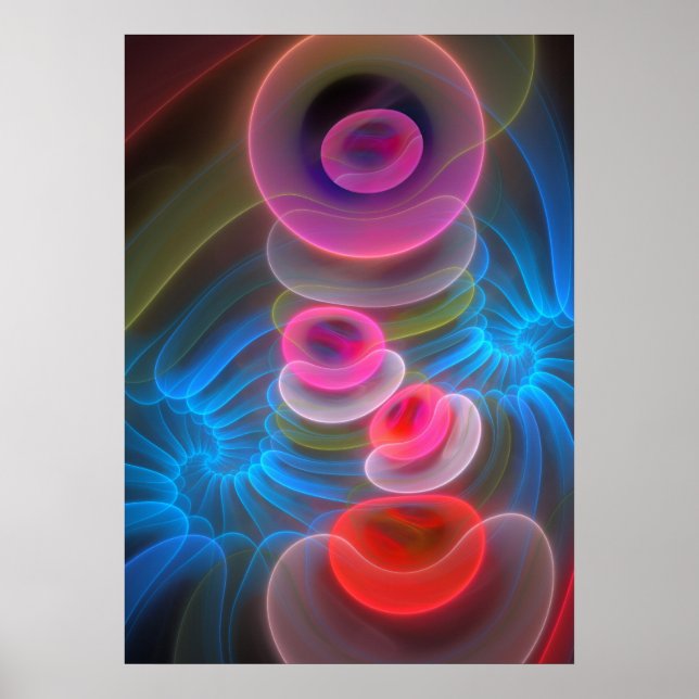 Póster Neon Bubbles, genial Poster artístico abstracto (Frente)