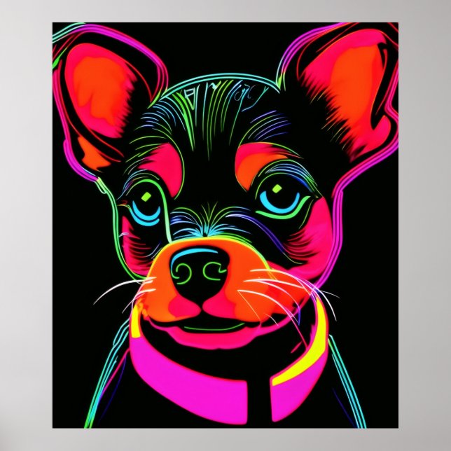Póster Neon Canine Puppy Art (Frente)